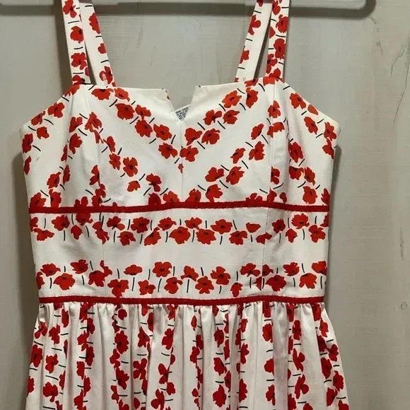 R & K Originals Summer Dress W/Poppy Print Size 8 - Picture 3 of 6